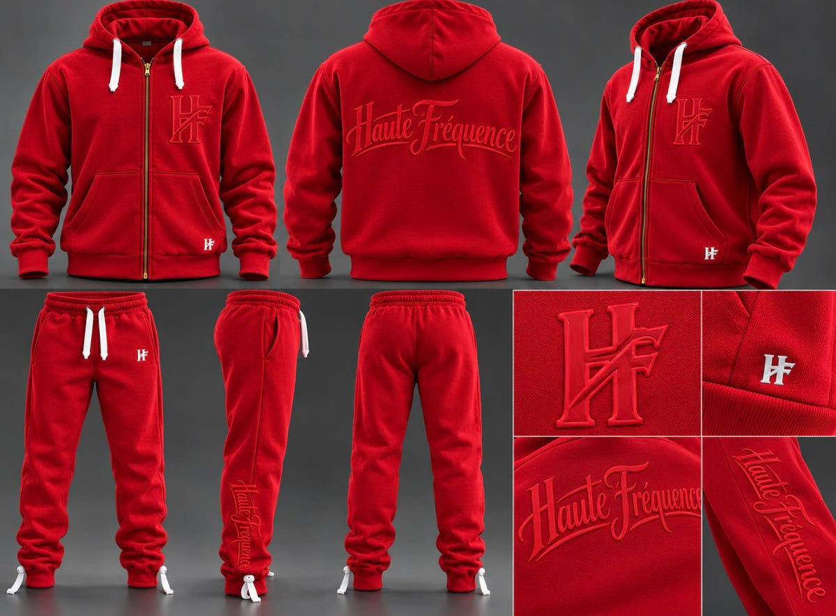 Red Full-Zip Hoodie & Jogger Set | Haute Fréquence – HAUTE FREQUENCE ...